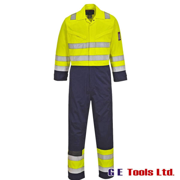 Portwest MV28 High Visibility Flame Resistant Coveralls Yellow/Navy