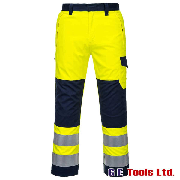 Portwest MV46 High Visibility Yellow/Navy Flame Resistant Trousers