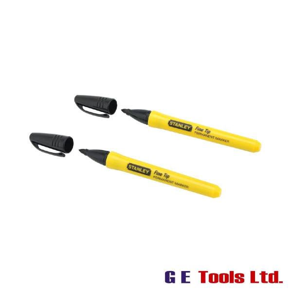 Stanley Tools Fine Tip Permanent Marker Black (Pack 2)