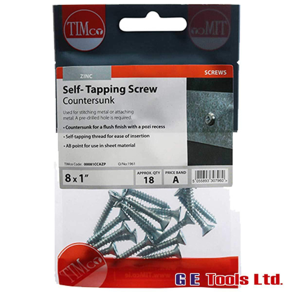 Timco Self-Tapping Countersunk Zinc-Coated Pozidriv Screws