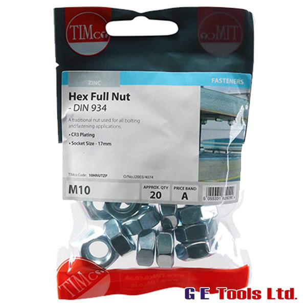 Timco Hex Nut BZP