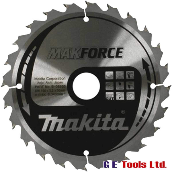 Makita B-08355 190x30mm 24T Circular Saw Makforce Blade