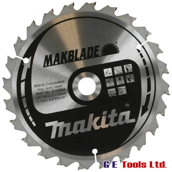 Makita B-08894 190x20mm 24T Circular Saw Makforce Blade