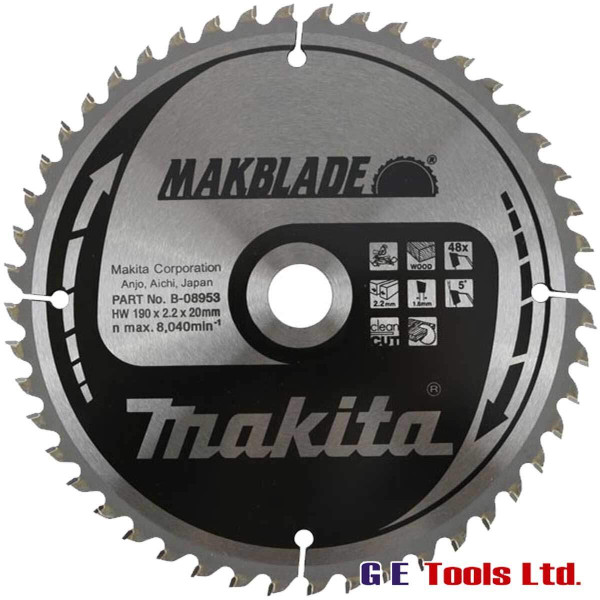 Makita B-08953 190x20mm 48T Circular Saw Makforce Blade