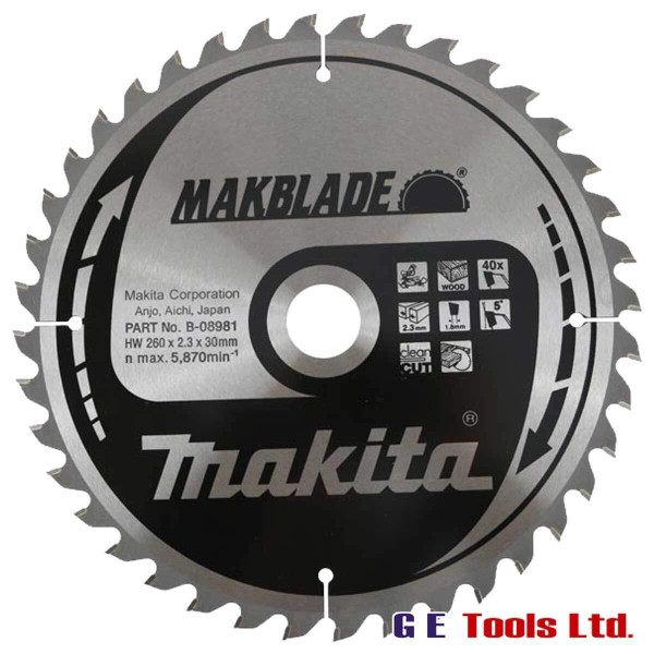 Makita B-08981 260x30mm 40T Circular Saw Makforce Blade