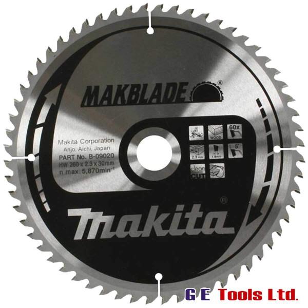 Makita B-09020 260x30mm 60T Circular Saw Makforce Blade