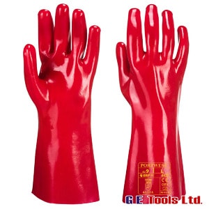 Portwest A435 PVC Red Open Cuff 35CM Gauntlet/Gloves