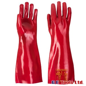 Portwest A445 PVC Red Open Cuff 45CM Gauntlet/Gloves