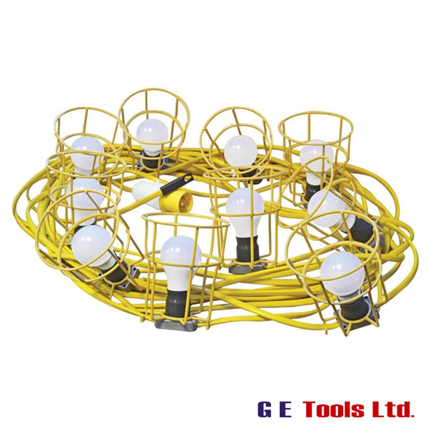 Faithfull Festoon Lights Low Energy 10 LED Bulbs 110V 22m