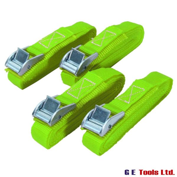 Cam Buckle Tie-Downs 5m x 25mm, 4 Piece