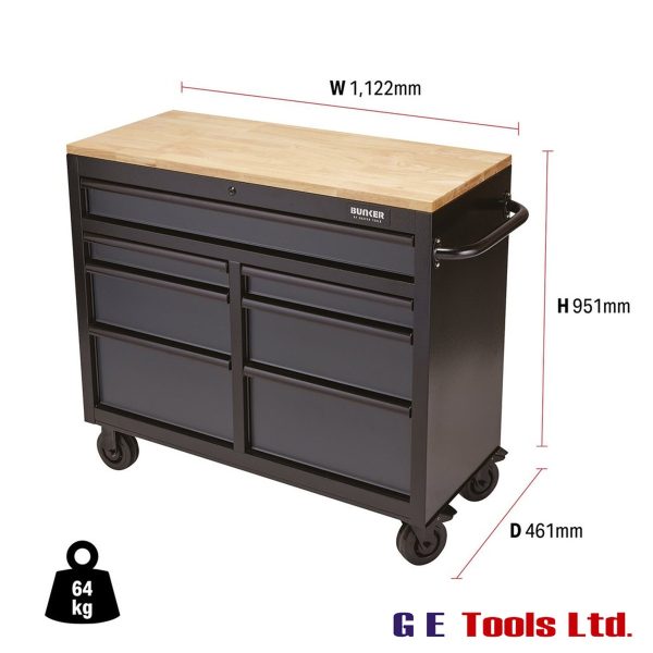 BUNKER® 7 Drawer Workbench Roller Tool Cabinet, 41″ – Various Colours