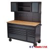 BUNKER® 10 Drawer Roller Workstation with Workbench, 56″, Grey