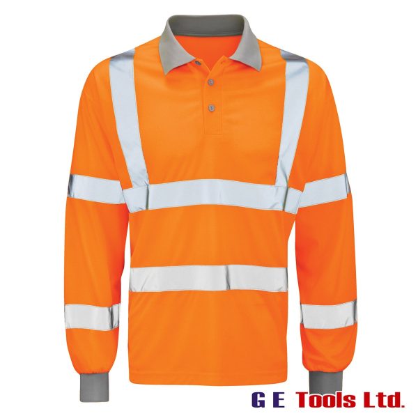Orbit Andromeda Hi-Vis Orange Long Sleeve Polo Shirt