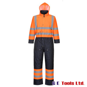 Portwest S485 Hi-Vis Waterproof Orange Padded Coverall