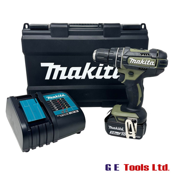 Makita DHP482 Olive Combi Drill C/W 1 X 3.0AH Battery