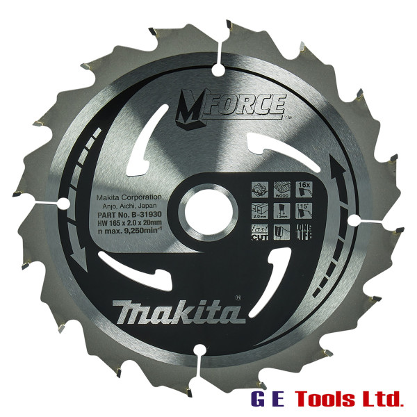 Makita B-31930 Circular Saw Blade, M-Force, T.C.T, 165x20mm 16T