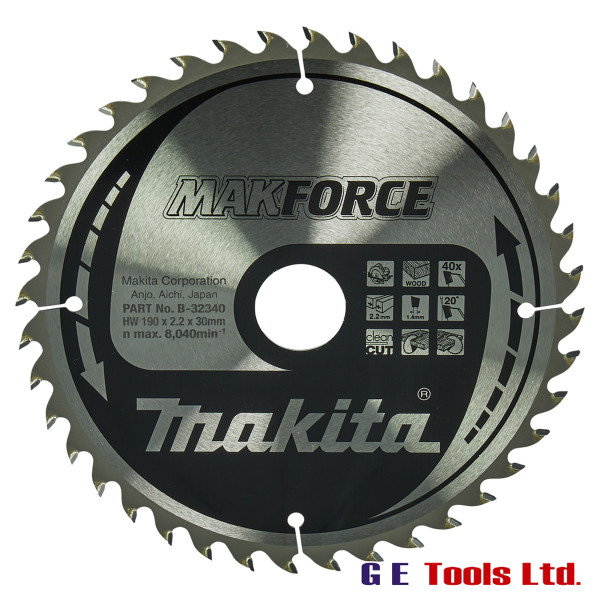 Makita B-32340 Circular saw blade, Makforce T.C.T, 190 x 30 mm, 40 T