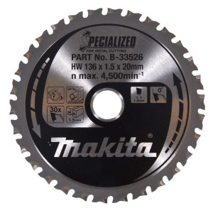 Makita B-33526 Circular Saw Blade, Specialized, TCT, 136x20mm, 30T