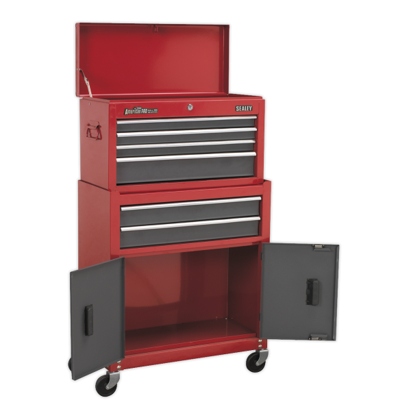 Sealey AP2200BB American PRO® Topchest & Rollcab Combination 6 Drawer – Red