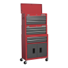 Sealey AP2200BBSTACK American PRO® Topchest, Mid-Box Tool Chest & Rollcab Stack 9 Drawer – Red Sealey AP2200BBSTACK American PRO® Topchest, Mid-Box Tool Chest & Rollcab Stack 9 Drawer – Red