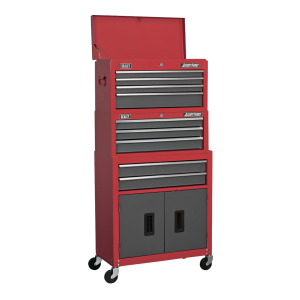 Sealey AP2200BBSTACK American PRO® Topchest, Mid-Box Tool Chest & Rollcab Stack 9 Drawer – Red