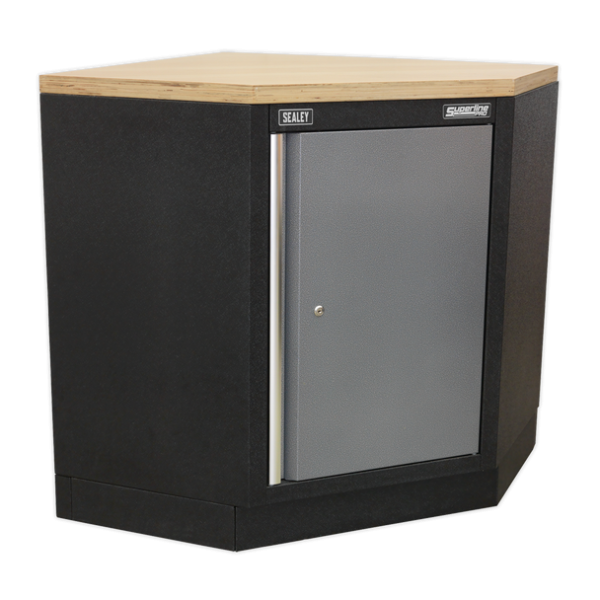 Sealey APMSSTACK08W Superline PRO® Corner Storage System with Wood Worktop 1.55m