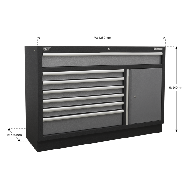 Sealey APMSSTACK09SS Superline PRO® Storage System with Stainless Steel Worktop 1.96m
