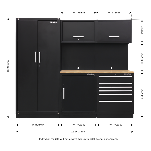 Sealey APMSCOMBO1W Premier Storage System with Hardwood Worktop 2.48m