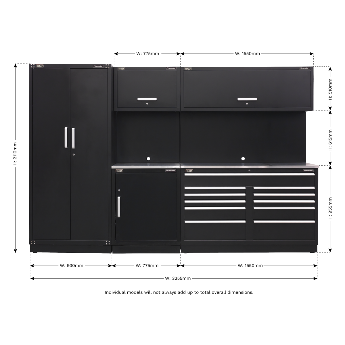 Sealey APMSCOMBO2SS Premier Storage System with Stainless Worktop 3.26m Sealey APMSCOMBO2SS Premier Storage System with Stainless Worktop 3.26m