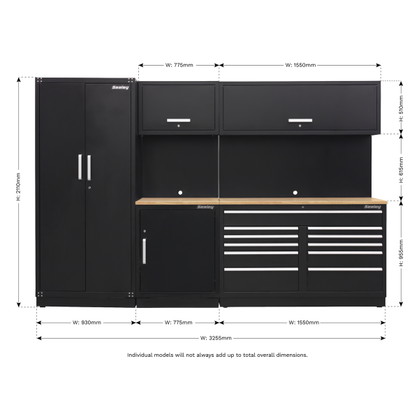 Sealey APMSCOMBO2W Premier Storage System with Hardwood Worktop 3.26m