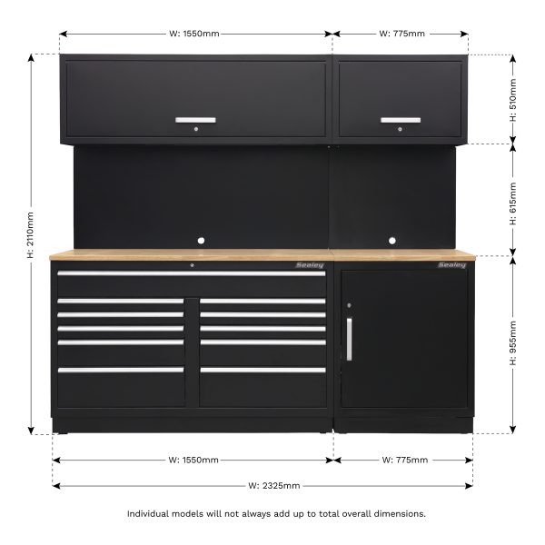 Sealey APMSCOMBO4W Premier Storage System with Hardwood Worktop 2.33m