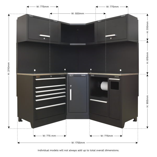 Sealey APMSCOMBO6SS Premier Corner Storage System with Stainless Worktop 1.71m
