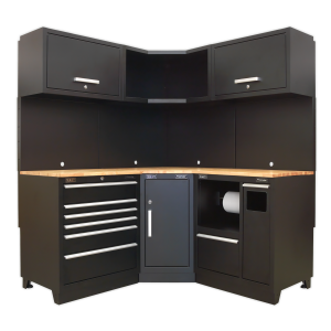 Sealey APMSCOMBO6W Premier Corner Storage System with Hardwood Worktop 1.71m