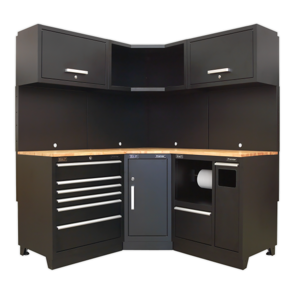 Sealey APMSCOMBO6W Premier Corner Storage System with Hardwood Worktop 1.71m