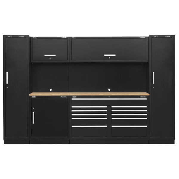 Sealey APMSCOMBO7W Premier Storage System with Hardwood Worktop 3.55m