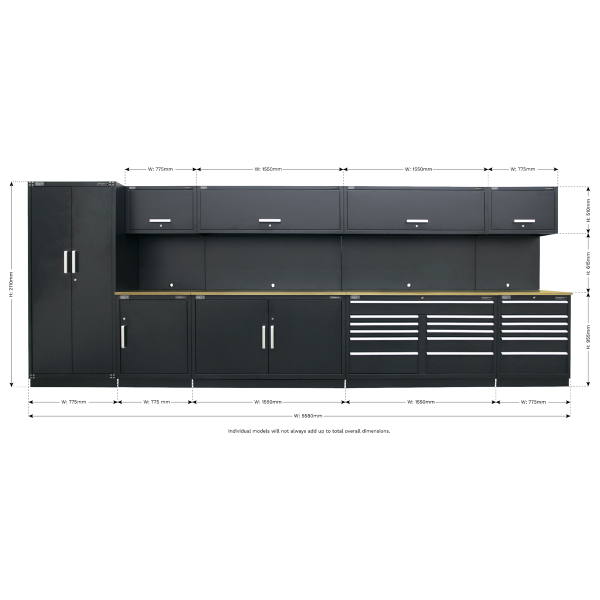 Sealey APMSOAK Premier Storage System with Hardwood Worktop 5.58m