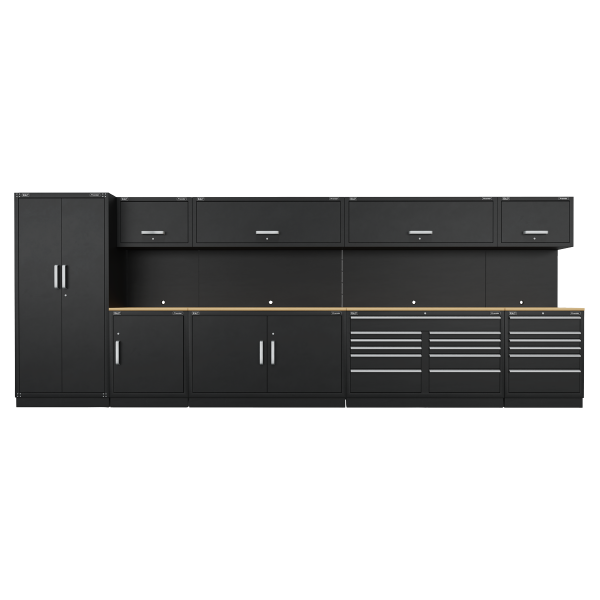 Sealey APMSOAK Premier Storage System with Hardwood Worktop 5.58m