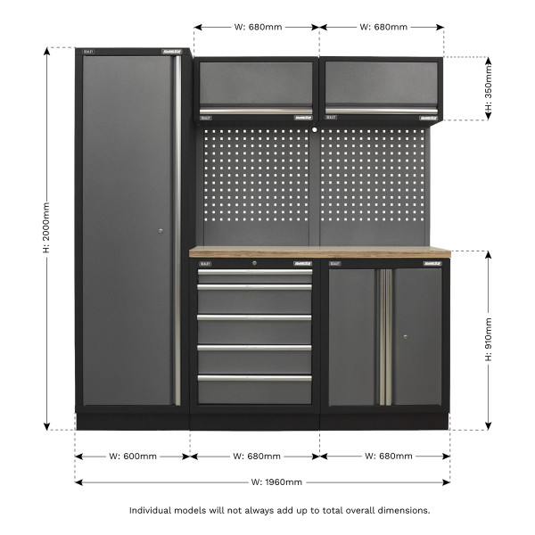Sealey APMSSTACK02W Superline PRO® Storage System with Wood Worktop 1.96m