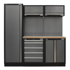 Sealey APMSSTACK02W Superline PRO® Storage System with Wood Worktop 1.96m
