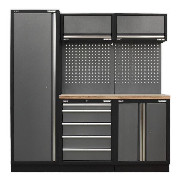 Sealey APMSSTACK02W Superline PRO® Storage System with Wood Worktop 1.96m