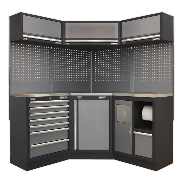 Sealey APMSSTACK08SS Superline PRO® Corner Storage System with Stainless Worktop 1.55m Sealey APMSSTACK08SS Superline PRO® Corner Storage System with Stainless Worktop 1.55m