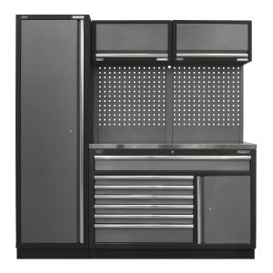 Sealey APMSSTACK09SS Superline PRO® Storage System with Stainless Steel Worktop 1.96m