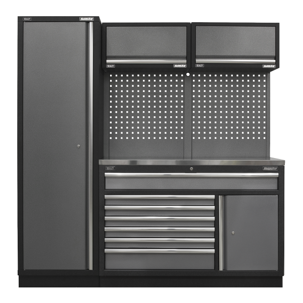 Sealey APMSSTACK09SS Superline PRO® Storage System with Stainless Steel Worktop 1.96m
