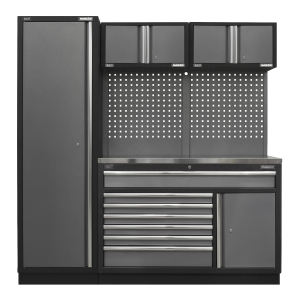 Sealey APMSSTACK10SS Superline PRO® Storage System with Stainless Steel Worktop 1.96m