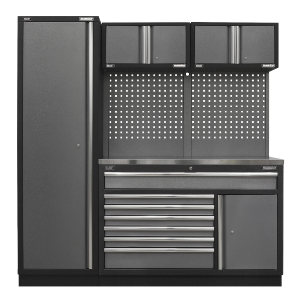 Sealey APMSSTACK10SS Superline PRO® Storage System with Stainless Steel Worktop 1.96m
