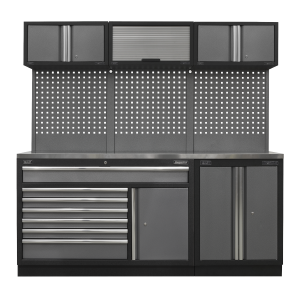 Sealey APMSSTACK11SS Superline PRO® Storage System with Stainless Steel Worktop 2.04m