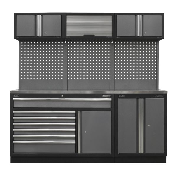 Sealey APMSSTACK11SS Superline PRO® Storage System with Stainless Steel Worktop 2.04m