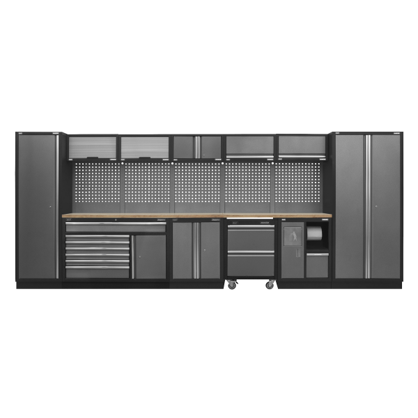 Sealey  APMSSTACK15W Superline PRO® Storage System with Pressed Wood Worktop 4.92m
