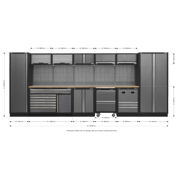 Sealey APMSSTACK16W Superline PRO® Storage System with Pressed Wood Worktop 4.92m