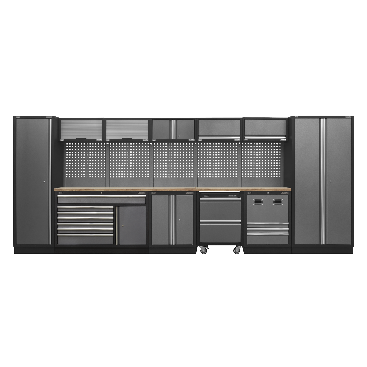 Sealey APMSSTACK16W Superline PRO® Storage System with Pressed Wood Worktop 4.92m Sealey APMSSTACK16W Superline PRO® Storage System with Pressed Wood Worktop 4.92m